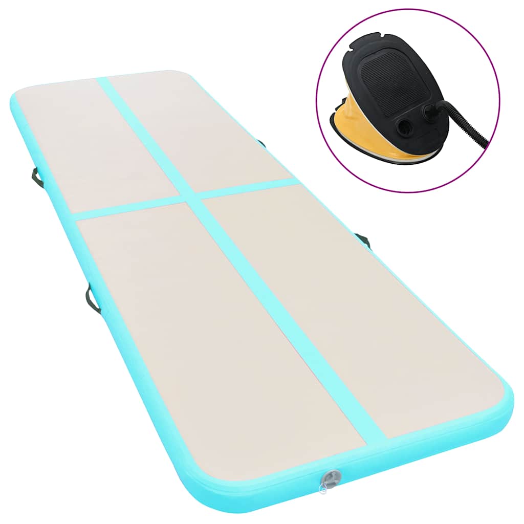 Mat de gymnastique Vidaxl avec pompe gonflable 400x100x10 cm en PVC vert