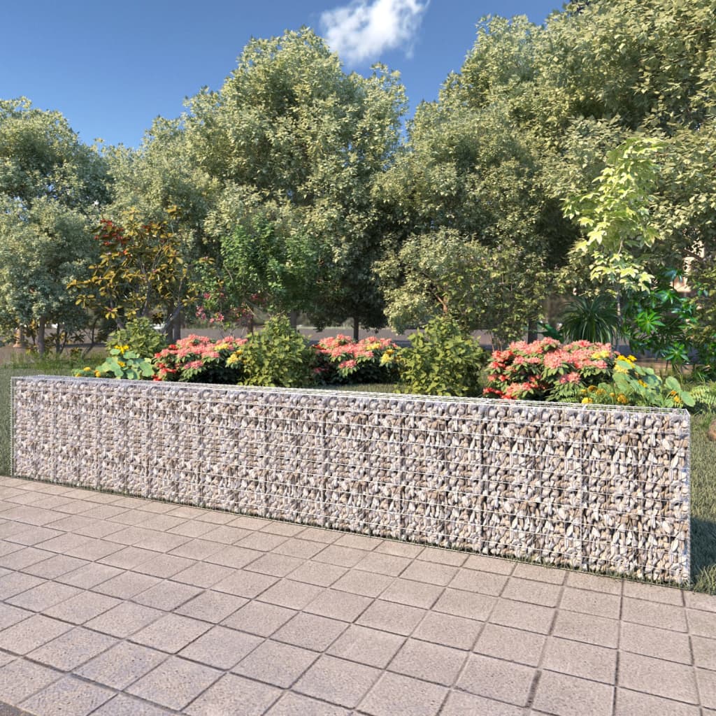 Mur Vidaxl Schanskorf avec couvercles 600x30x100 cm en acier galvanisé