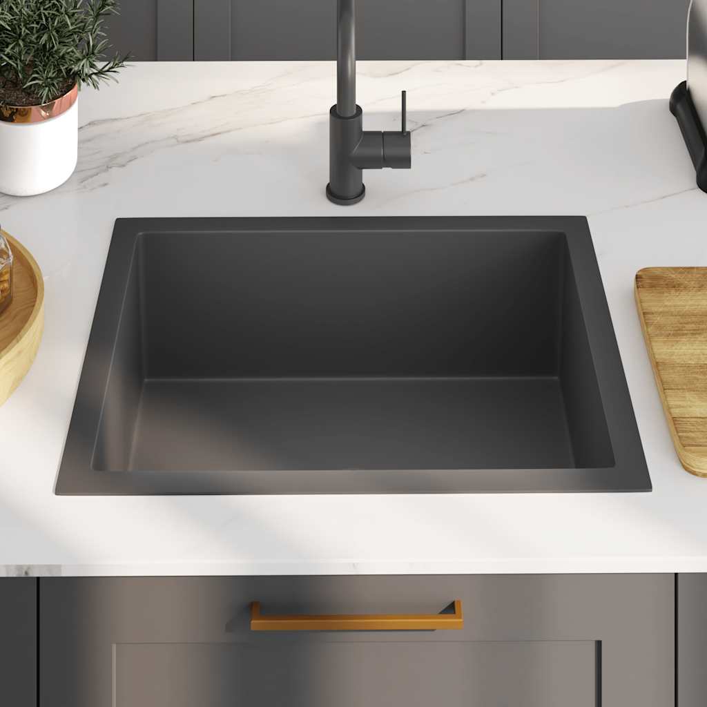 Puits vidaxl à la main en acier inoxydable noir