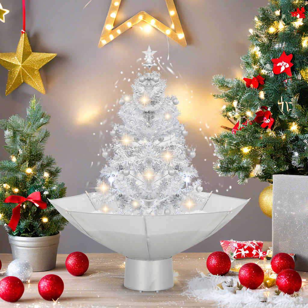 Vidaxx Sapin de Noël enneigé avec pied de parasol 75 cm blanc