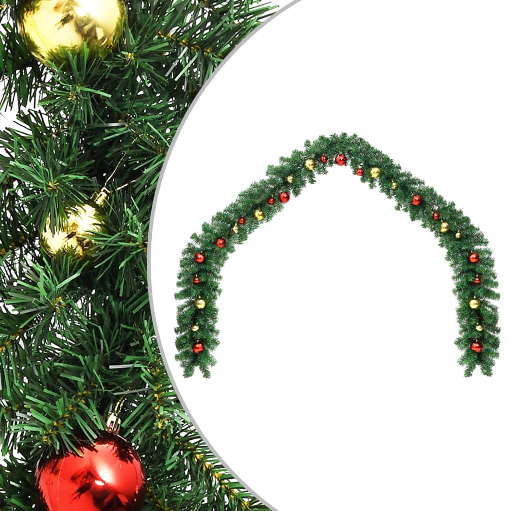 Vidaxl Garland de Noël décoré de balles de Noël 5 m