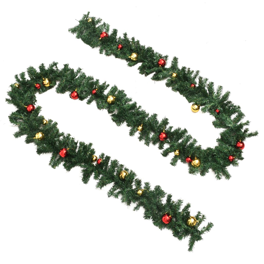 VidaXL guirlandes de Noël 4 pcs avec boules de Noël 270 cm PVC vert