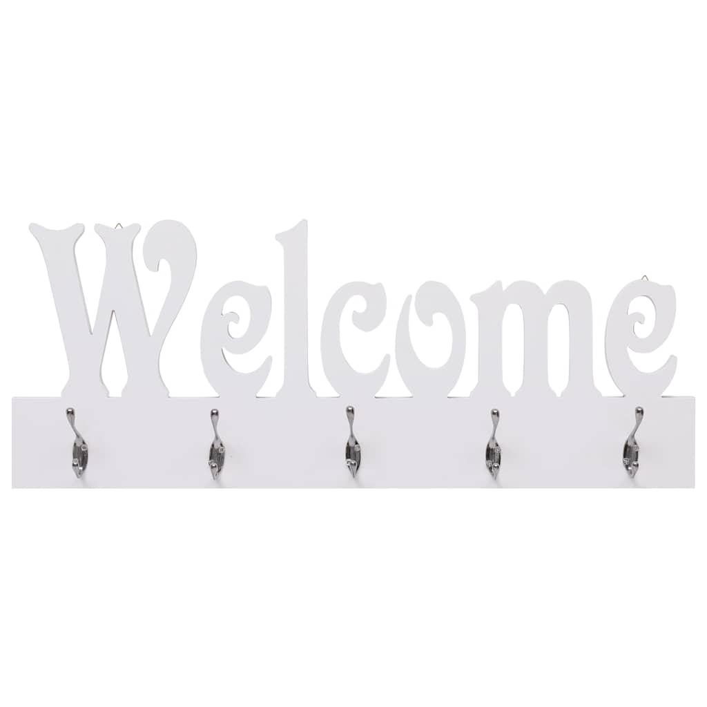 Vidaxl Wall Coat Rack Bienvenue 74x29,5 cm blanc