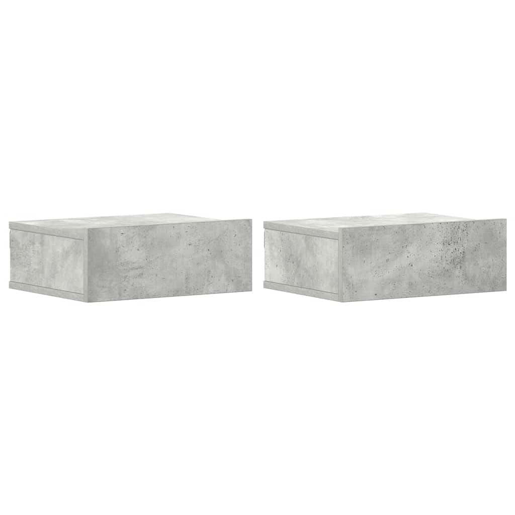 Vidaxl nachtkastjes 2 st zwevend 40x30x15 cm bewerkt hout betongrijs