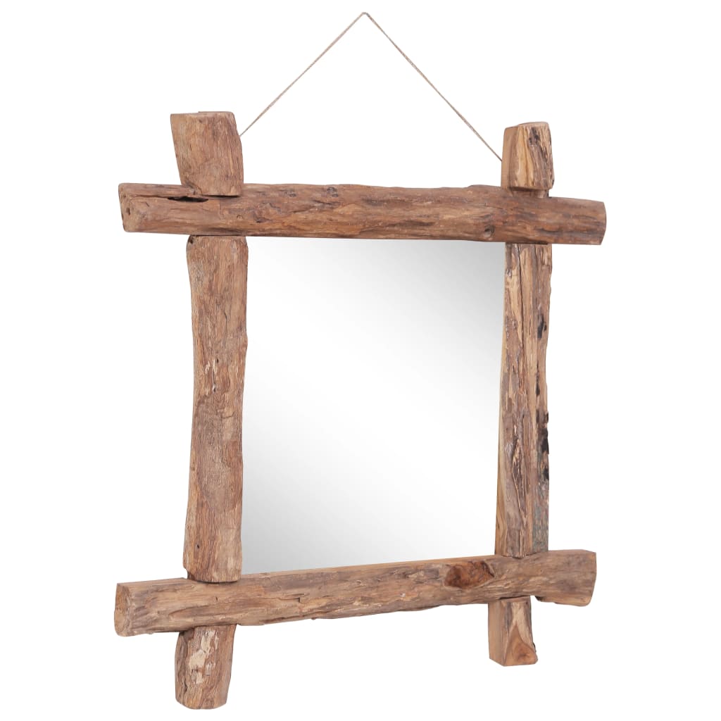 Vidaxl miroir en bois blocks70x70 cm teck recyclé naturel