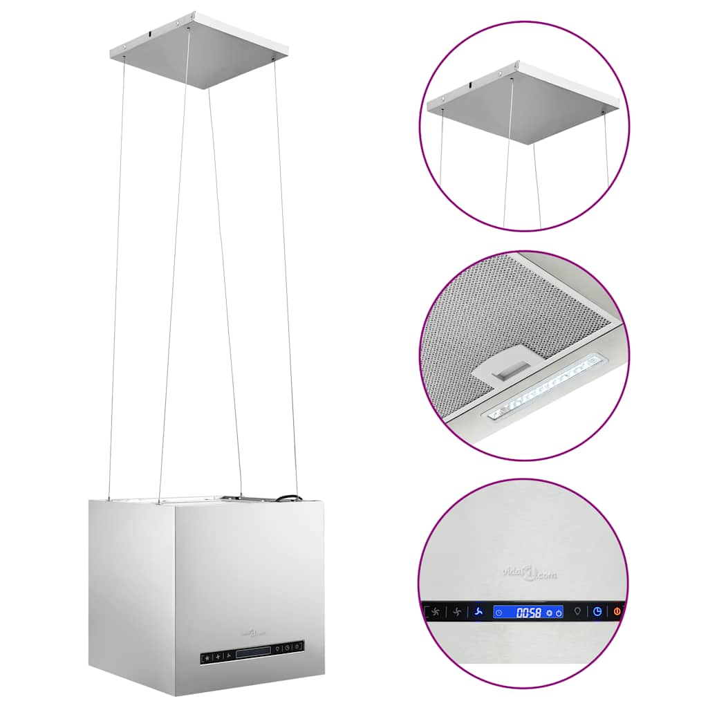 Hotte d'extracteur Vidaxl suspendu avec un capteur tactile LCD 37 cm en acier inoxydable
