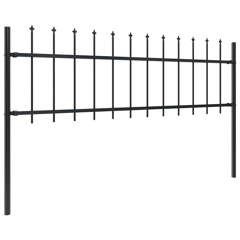 Vidaxl Garden Fence avec Spears Top 8,5x0,6 m en acier noir
