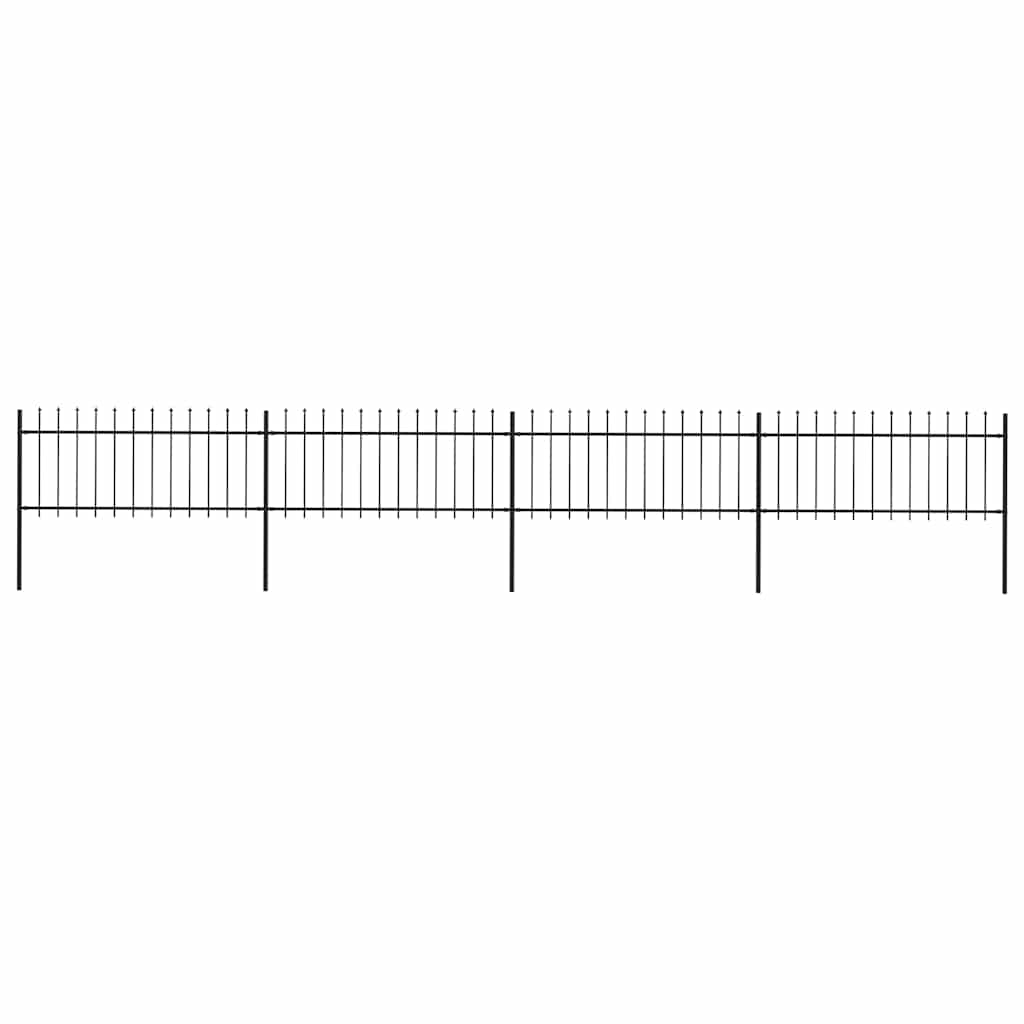 Vidaxl Garden Fence avec Spears Top 6,8x0,8 m en acier noir