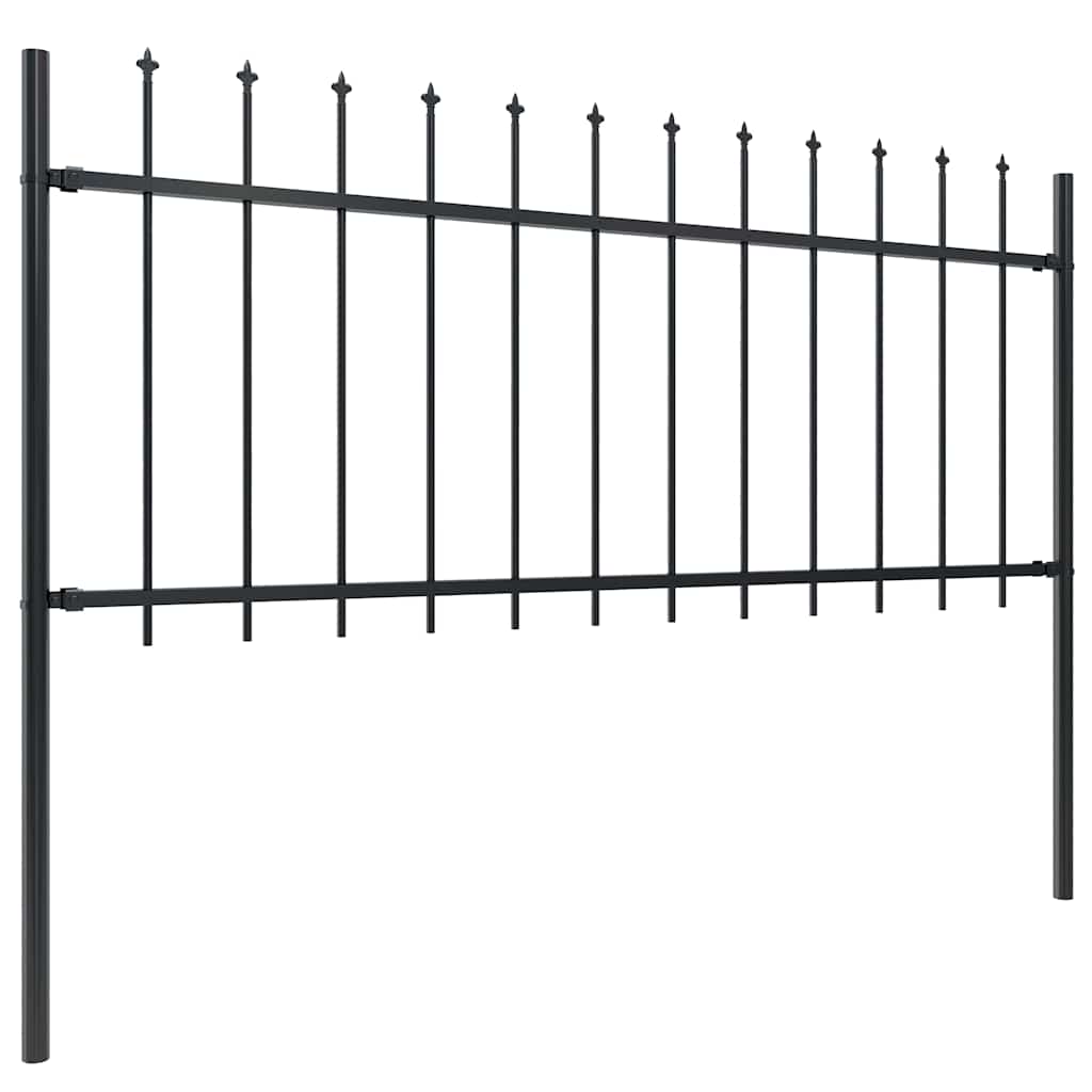 Vidaxl Garden Fence avec Spears Top 6,8x0,8 m en acier noir