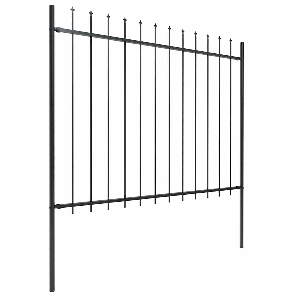 Vidaxl Garden Fence avec Spears Top 5.1x1,5 m en acier noir