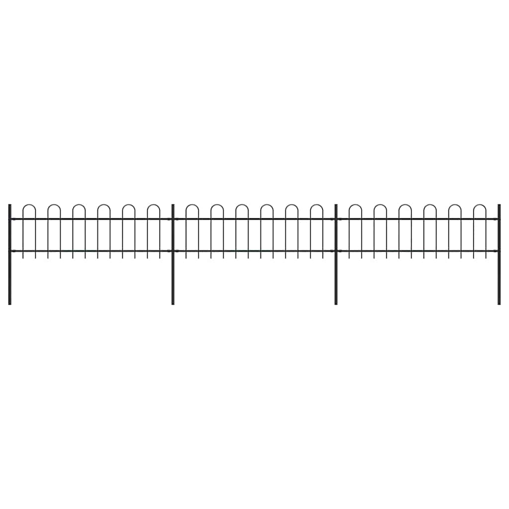 Clôture de jardin vidaxl avec haut rond 5,1x0,6 m en acier noir