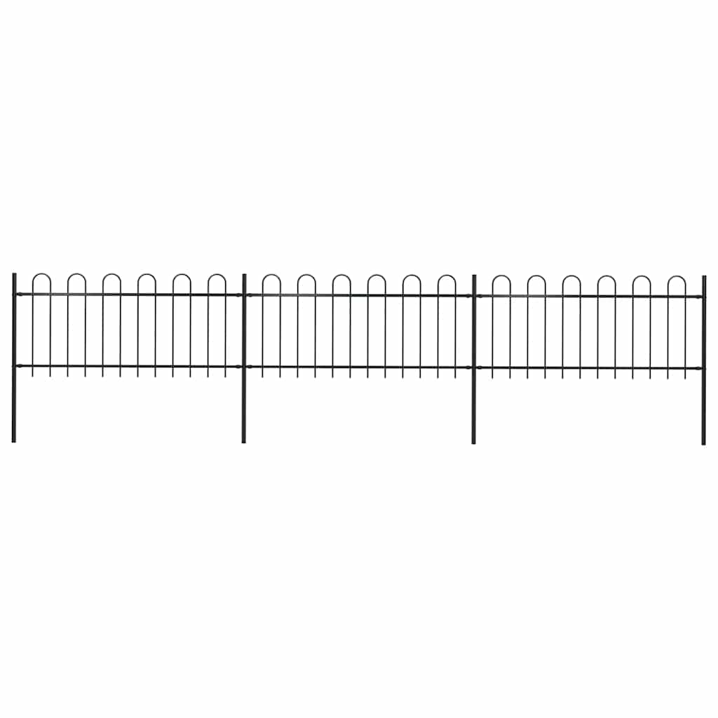 Clôture de jardin vidaxl avec haut rond 5,1x0,8 m en acier noir
