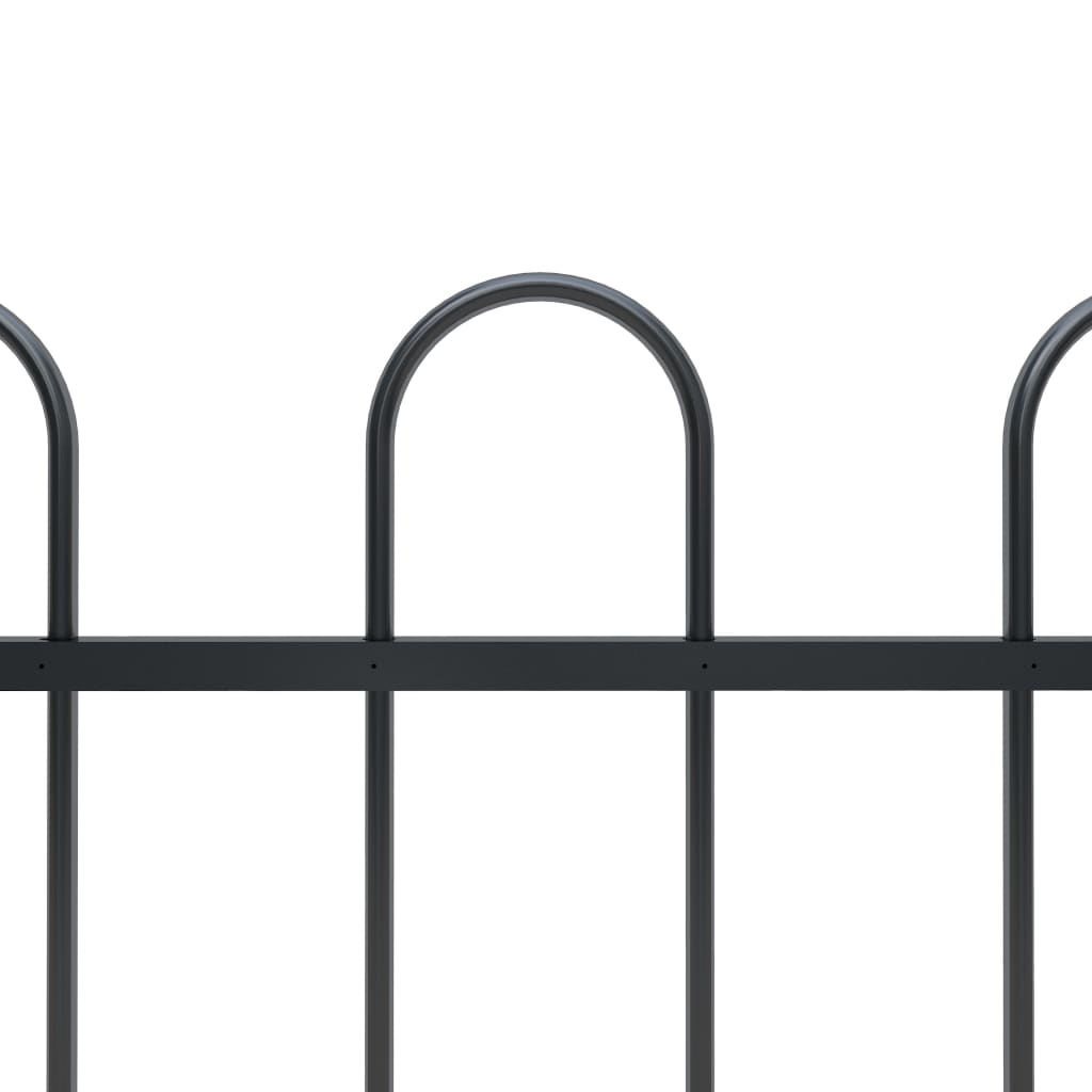 Vidaxl Garden Fence avec haut rond 11.9x0,8 m en acier noir