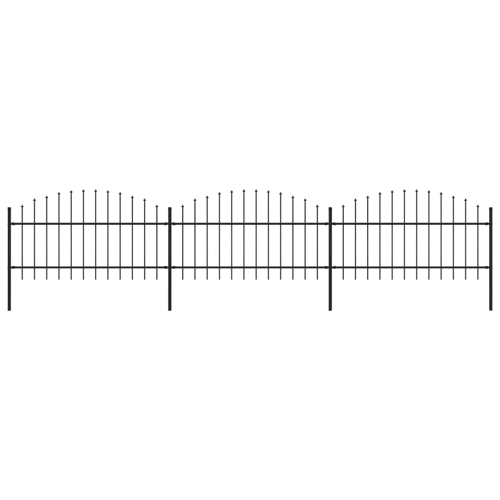Clôture de jardin vidaxl avec haut de lance (1-1,25) x5,1 m en acier noir