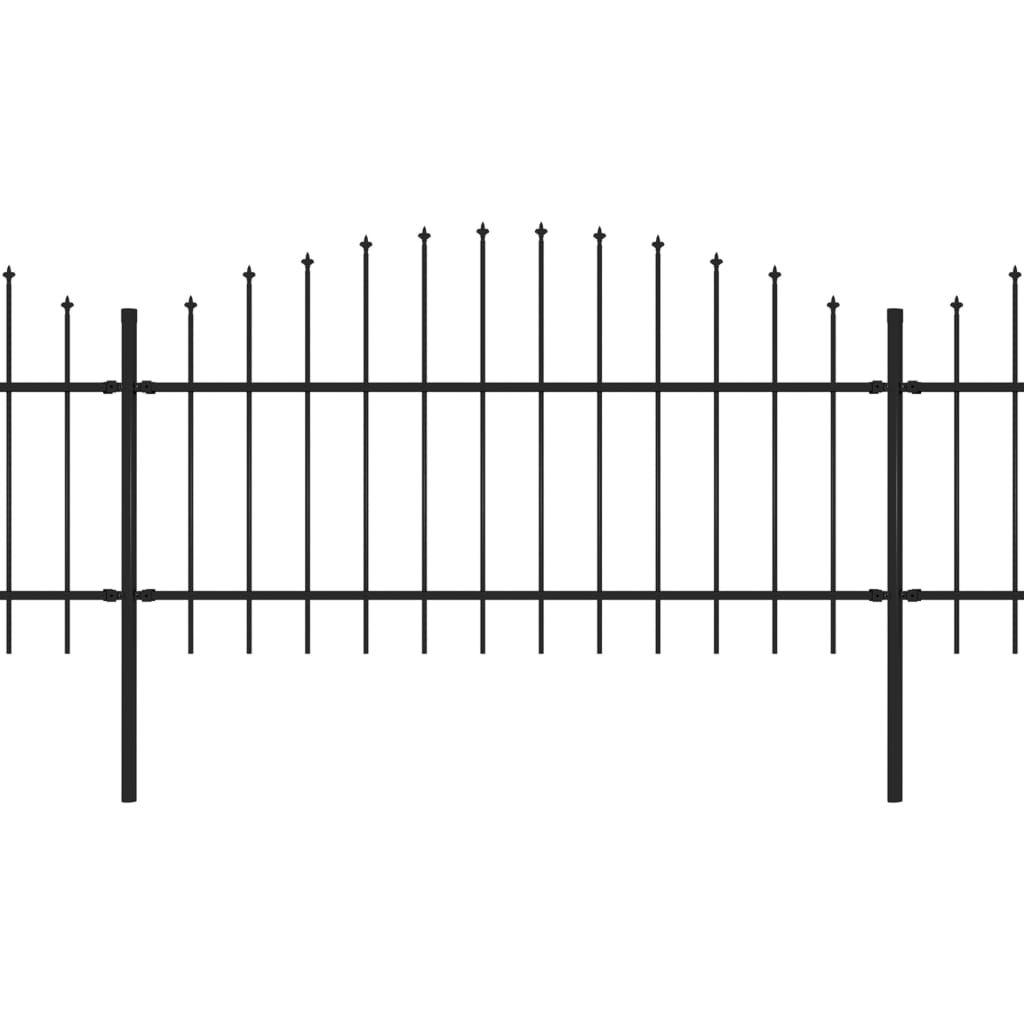 Vidaxl Garden Fence with Spears Top (1-1.25) x6,8 m en acier noir