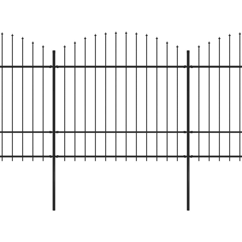 Vidaxl Garden Fence with Spears Top (1,5-1,75) x8,5 m en noire en acier