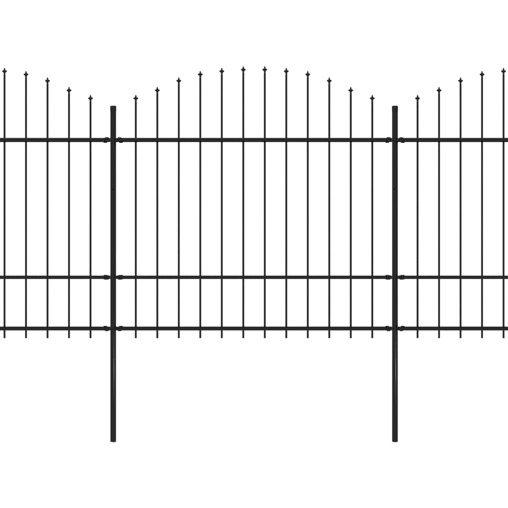 Vidaxl Garden Fence with Spears Top (1,5-1.75) x10,2 m en acier noir