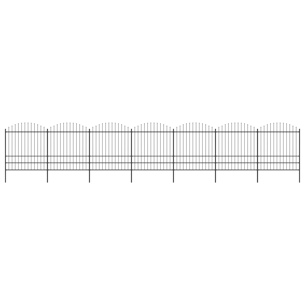 Vidaxl Garden Fence with Spears Top (1,75-2) x11,9 m en acier noir