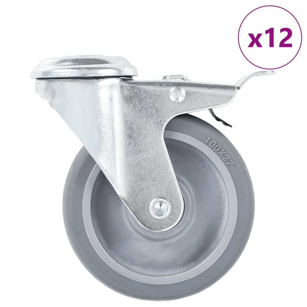 VidaXL 12 pcs Roulettes pivotantes avec trous de boulons 100 mm