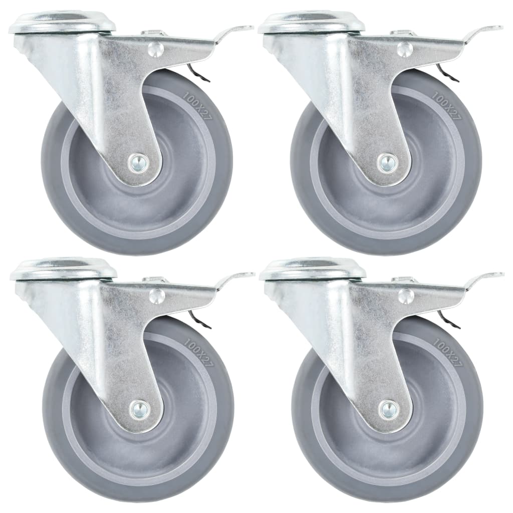 VidaXL 32 pcs Roulettes pivotantes avec trous de boulons 100 mm