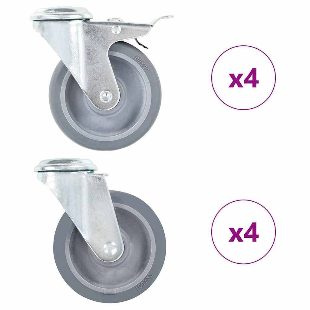 VidaXL 8 pcs Roulettes pivotantes avec trous de boulons 100 mm