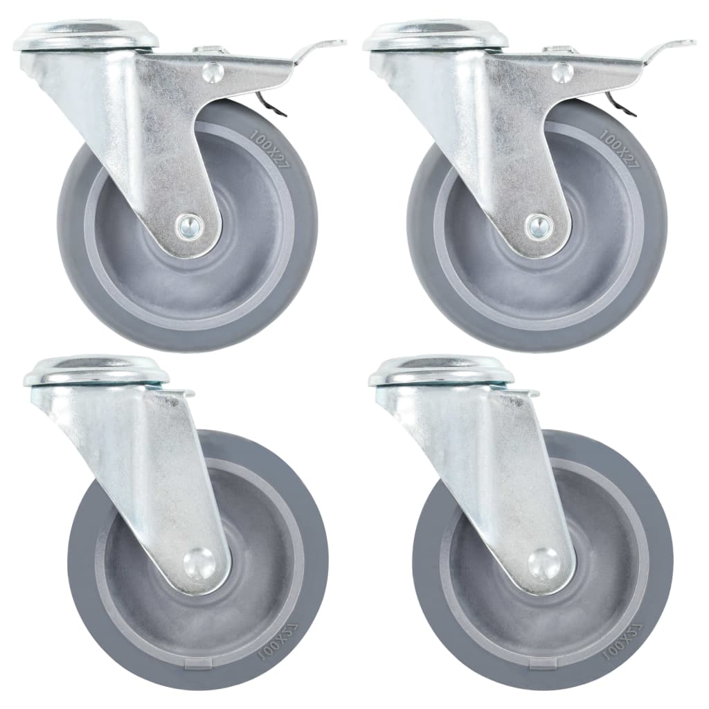 VidaXL 32 pcs Roulettes pivotantes avec trous de boulons 100 mm
