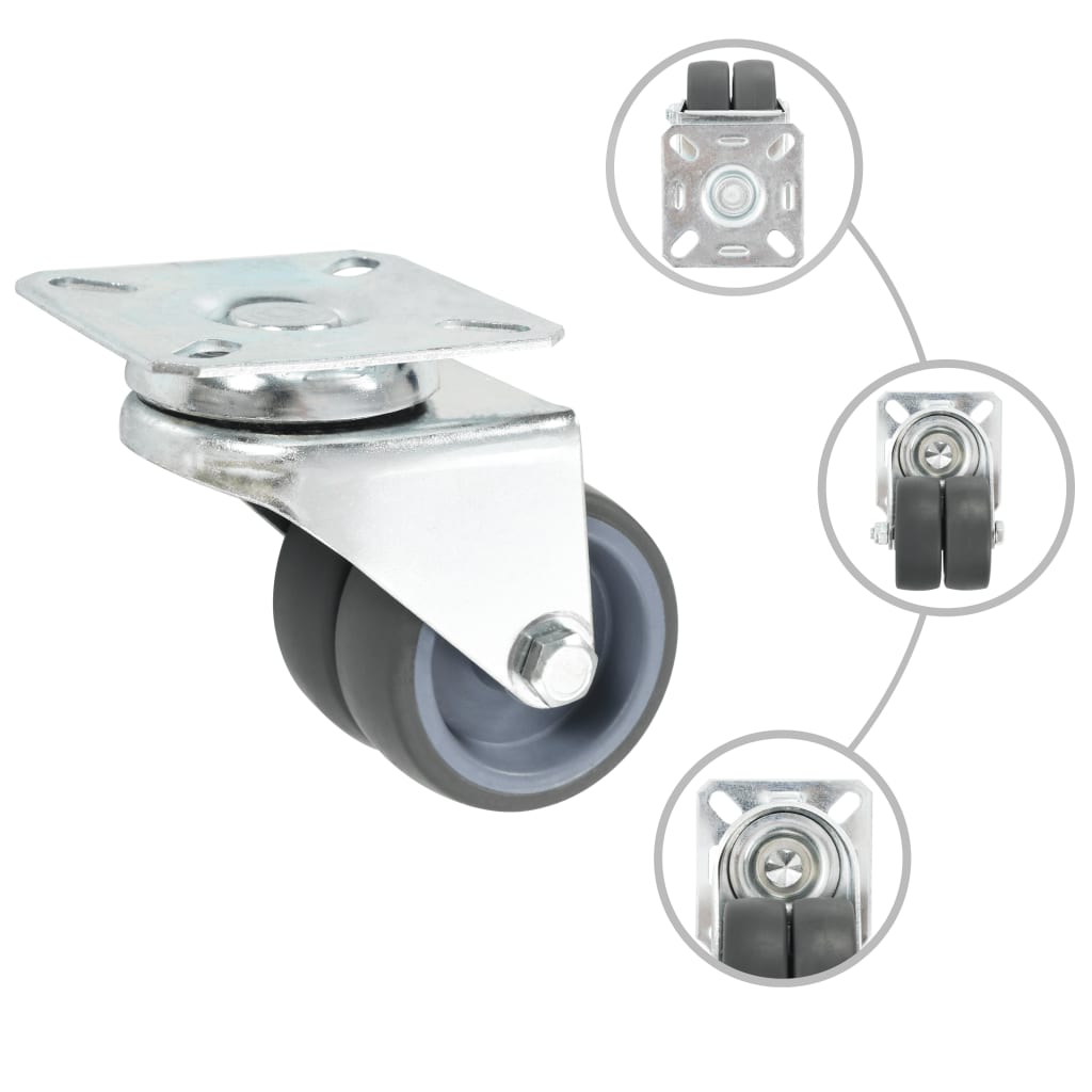 VidaXL 8 pcs Roulettes pivotantes doubles 50 mm