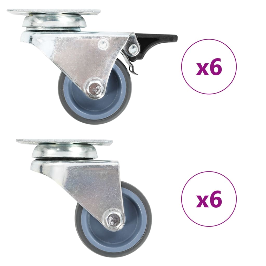 VidaXL 12 pièces. Roulettes doubles 50 mm