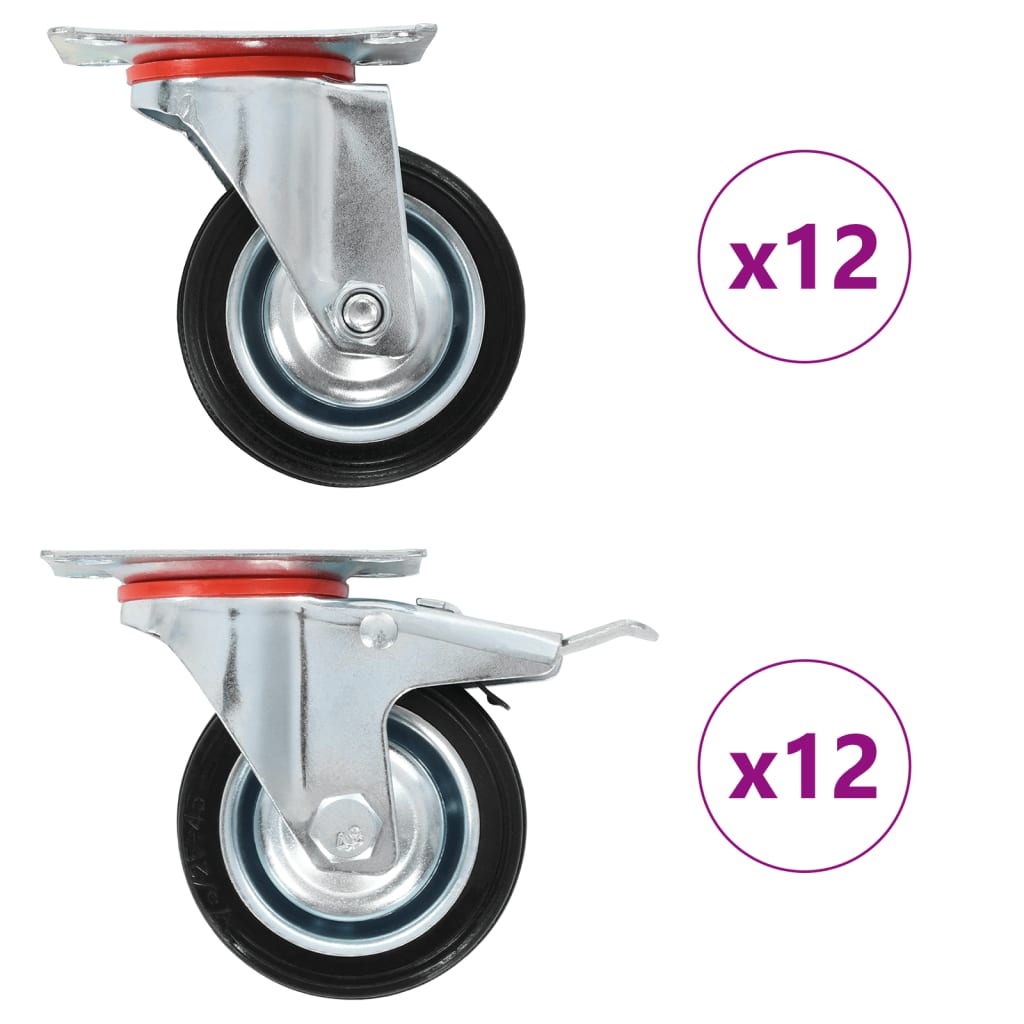 VidaXL 24 pcs Roues pivotantes 75 mm