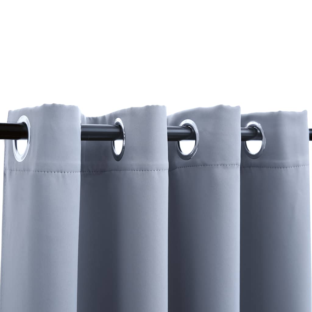 Vidaxl rideau occlusion avec anneaux en métal 2 st 140x175 cm gris