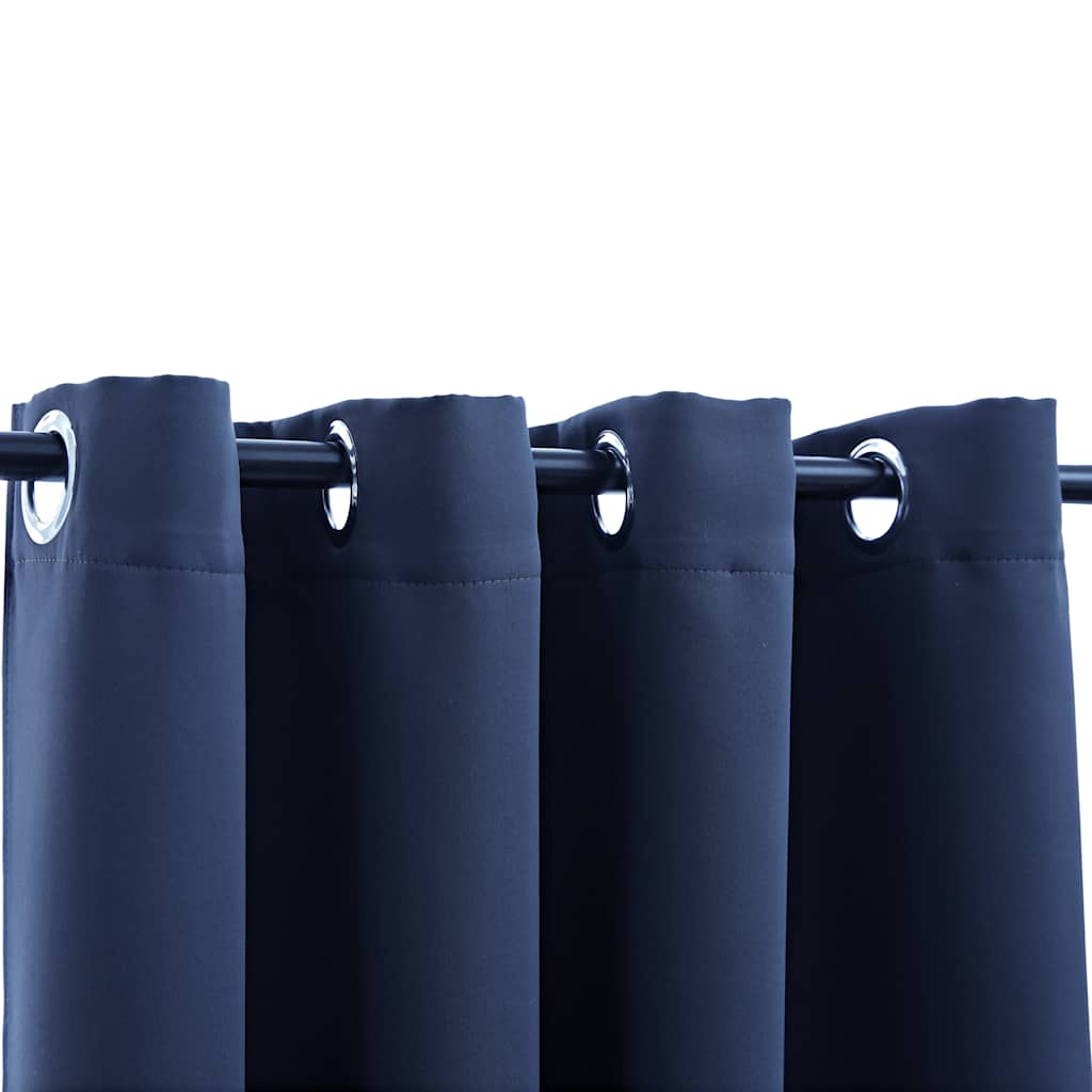 Rideau vidaxl accablant avec des anneaux en métal 2 st 140x225 cm bleu