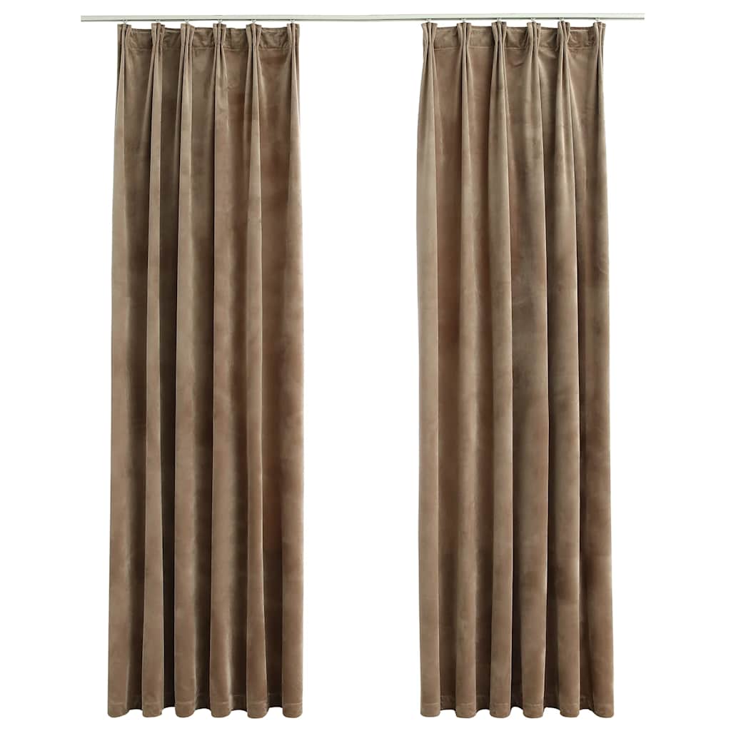 Vidaxl rideaux Blackout 2 Sts avec crochets 140x225 cm en velours beige