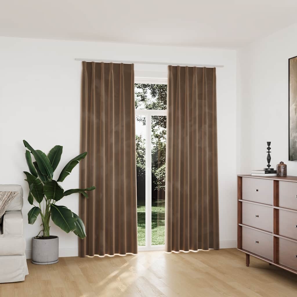 Vidaxl rideaux Blackout 2 Sts avec crochets 140x225 cm en velours beige