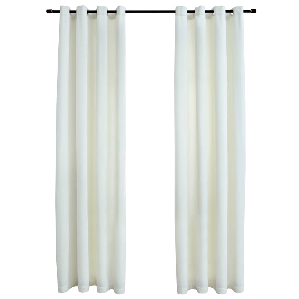 Rideau vidaxl accablant avec des anneaux 2 st 140x245 cm de crème en velours