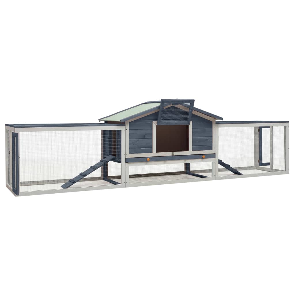 Vidaxl Rabbit Hutch 310x70x87 cm Pine solide et gris de pina