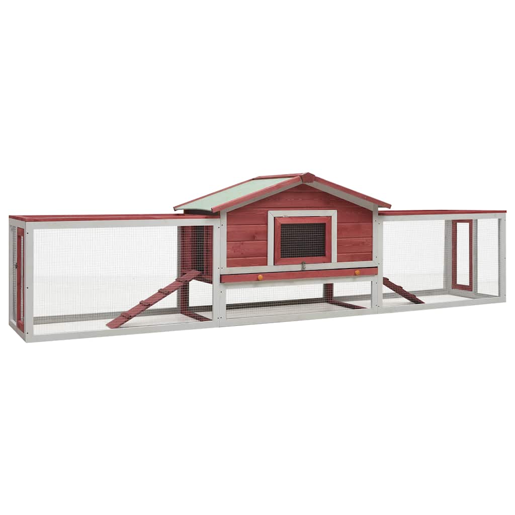 Vidaxl Rabbit Hutch 310x70x87 cm Pine solide et rouge en pin