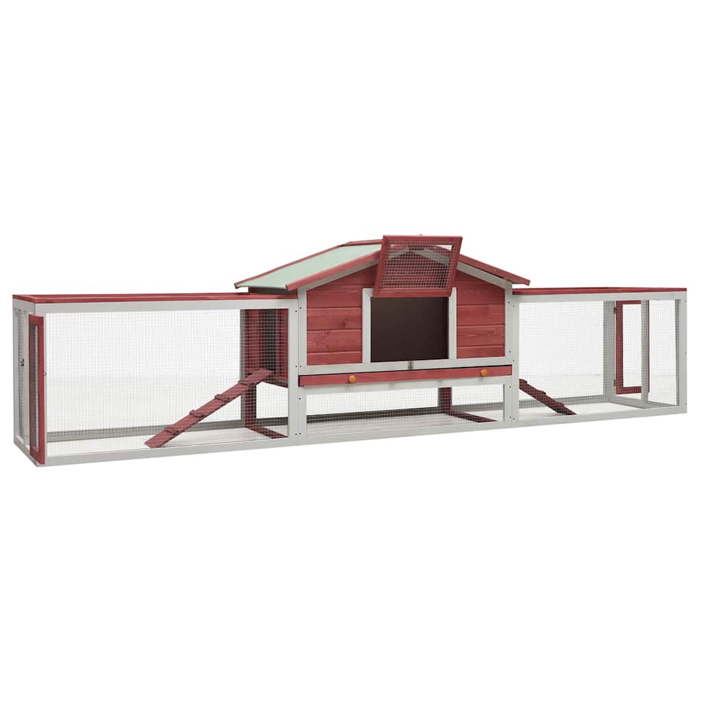 Vidaxl Rabbit Hutch 310x70x87 cm Pine solide et rouge en pin
