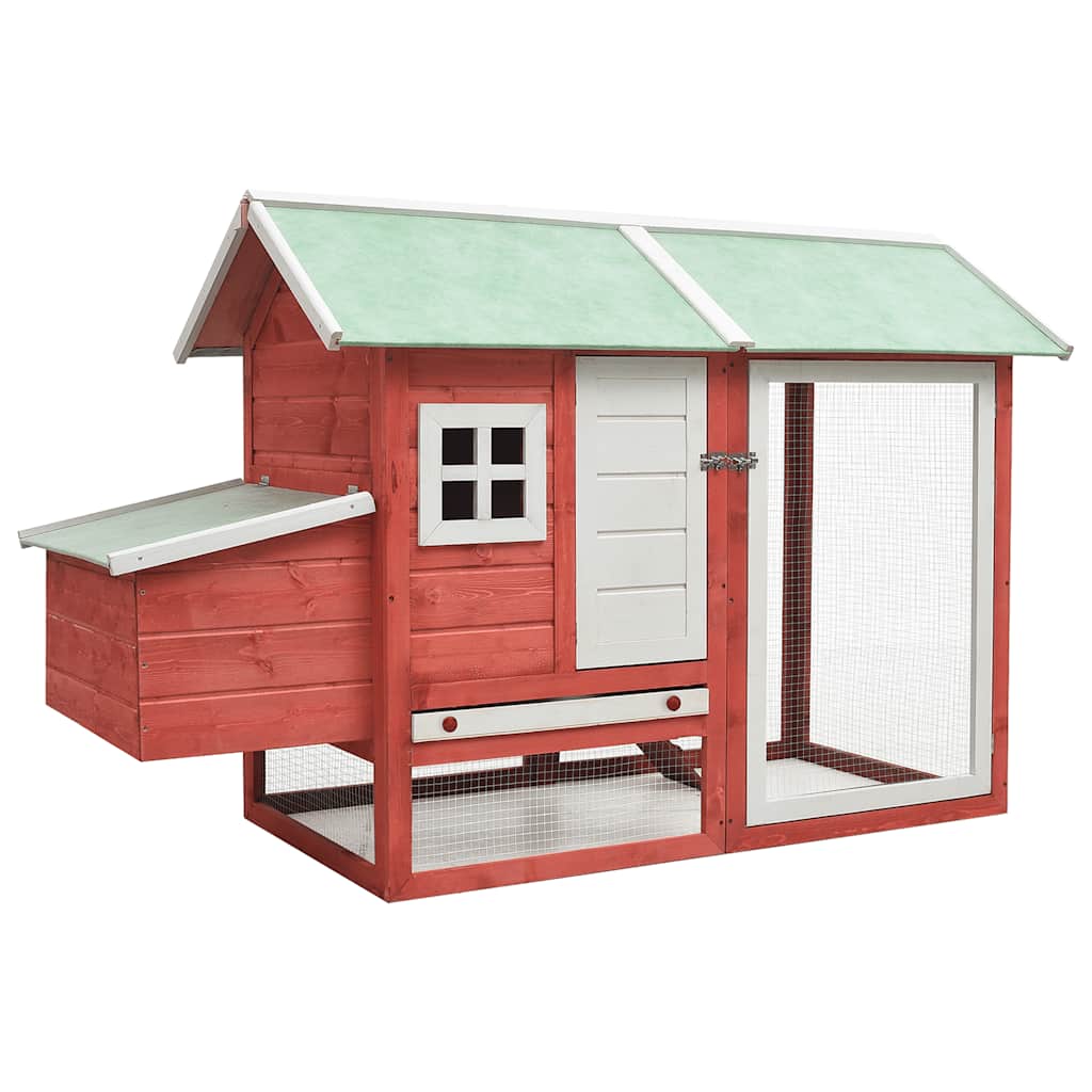 Vidaxl Poulet Coop 170x81x110 cm Pine solide et rouge en pin