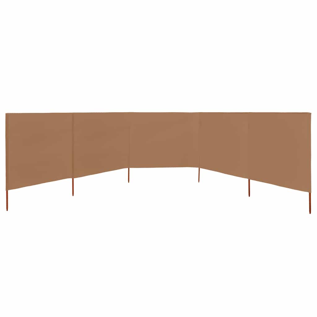 Pare-brise Vidaxl 5 panneaux 600x120 cm tissu taupe