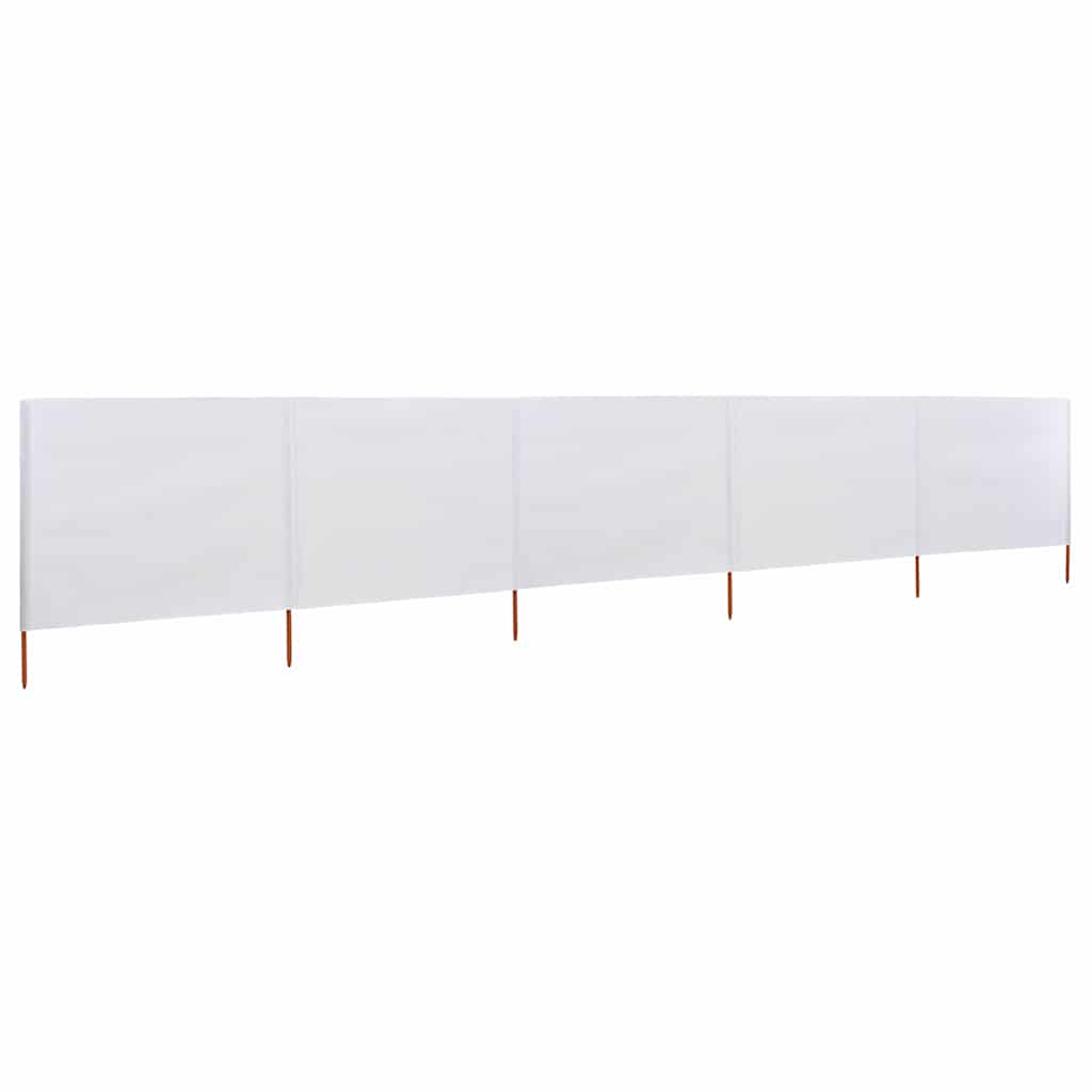 Pare-brise Vidaxl 5 panneaux 600x160 cm Sable de tissu blanc