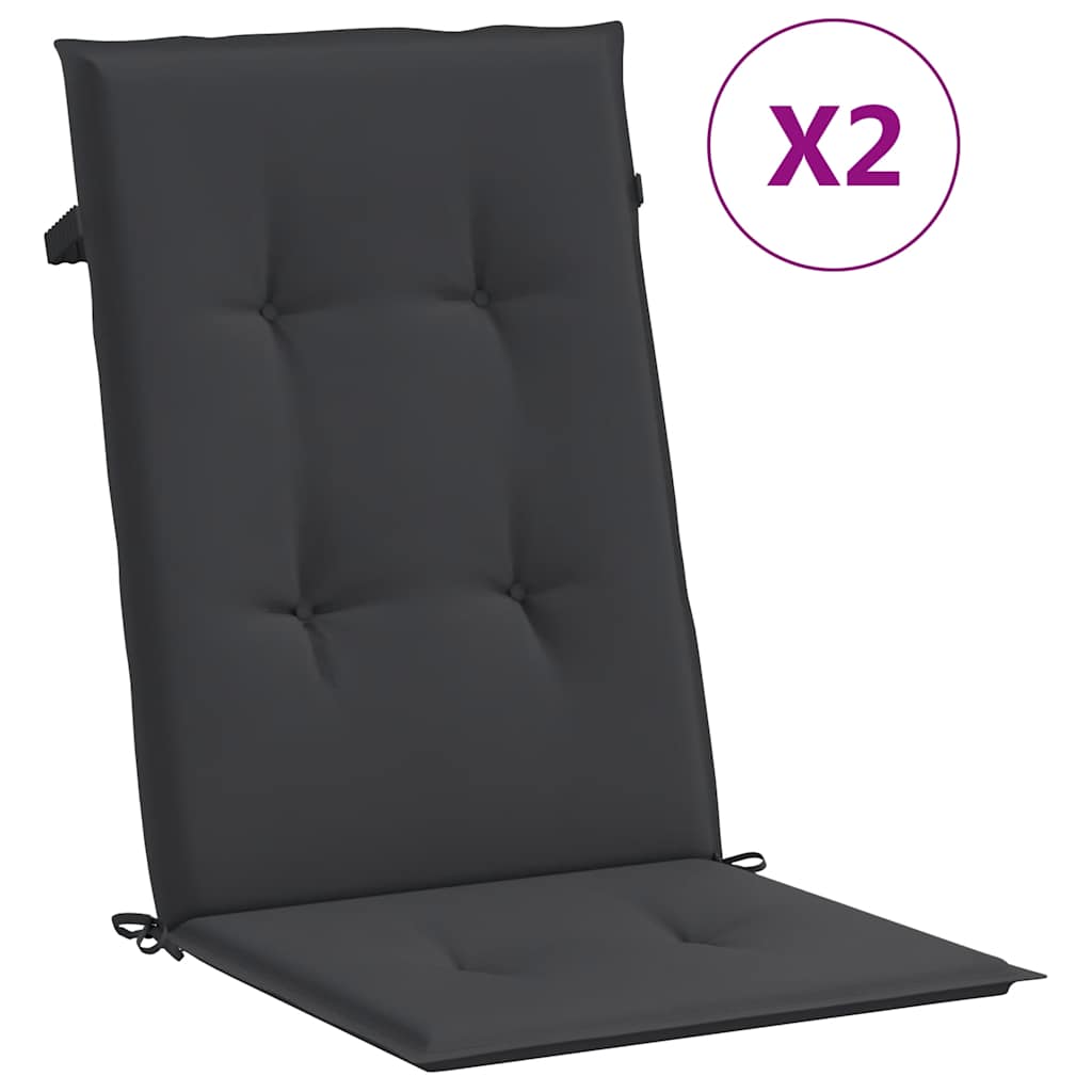 Coussins de chaise de jardin vidaxl 2 ST High arrière 120x50x3 cm tissu noir