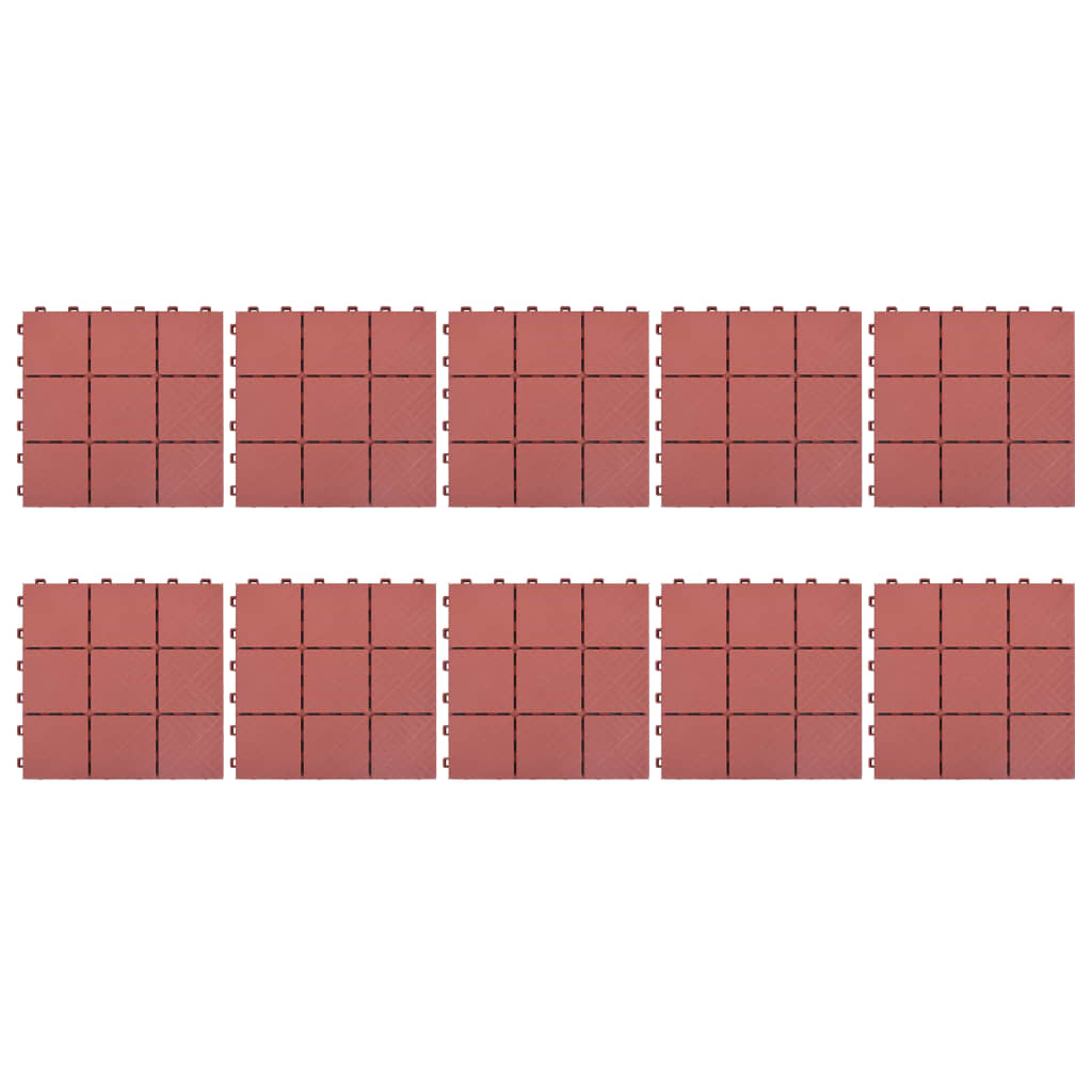 VidaXL dalles de terrasse 10 pcs 30,5x30,5 cm plastique rouge