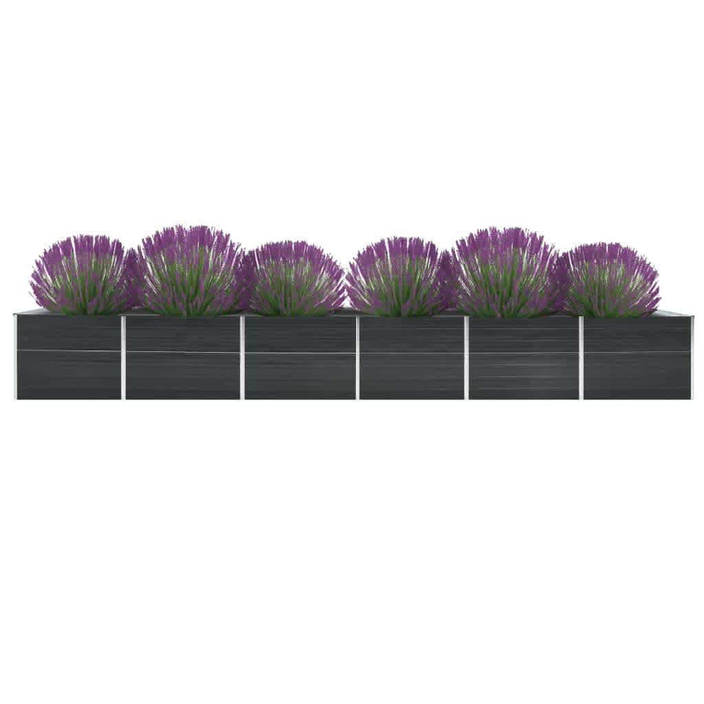 VidaXL Jardinière surélevée 600x80x77 cm acier galvanisé anthracite