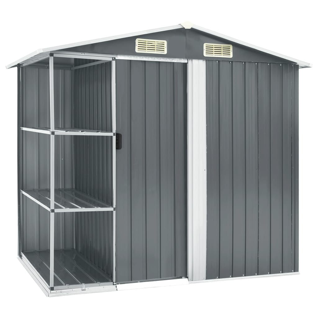 VidaXL Abri de jardin avec étagère 205x130x183 cm gris fer