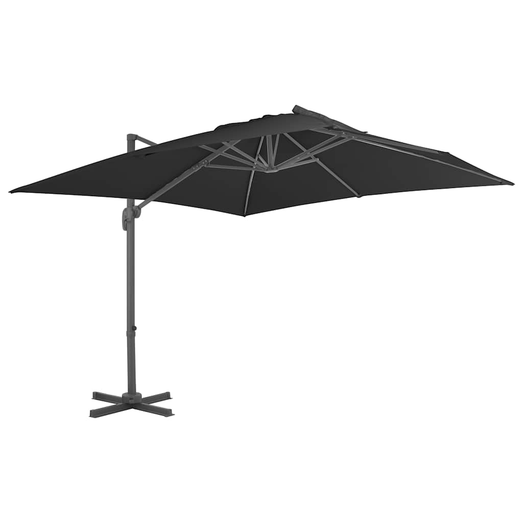 Vidaxl parasol flottant avec mât en aluminium 3x3 m noir