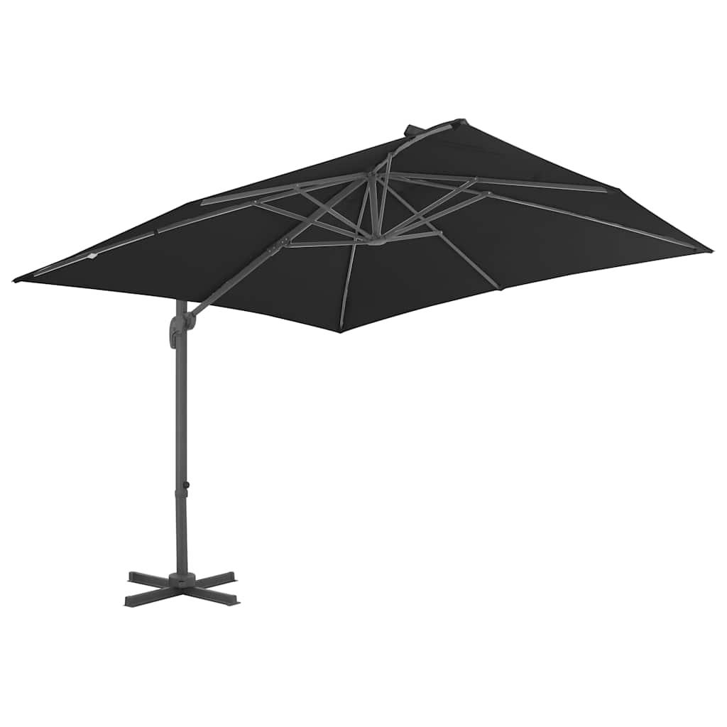 Vidaxl parasol flottant avec mât en aluminium 3x3 m noir