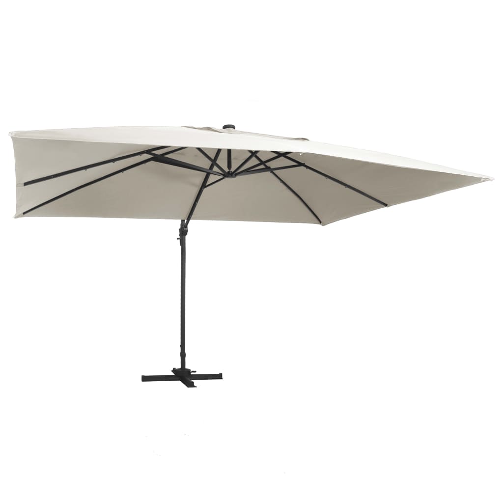 Parasol flottant Vidaxx avec LED et mât en aluminium 400x300 cm couleur sable