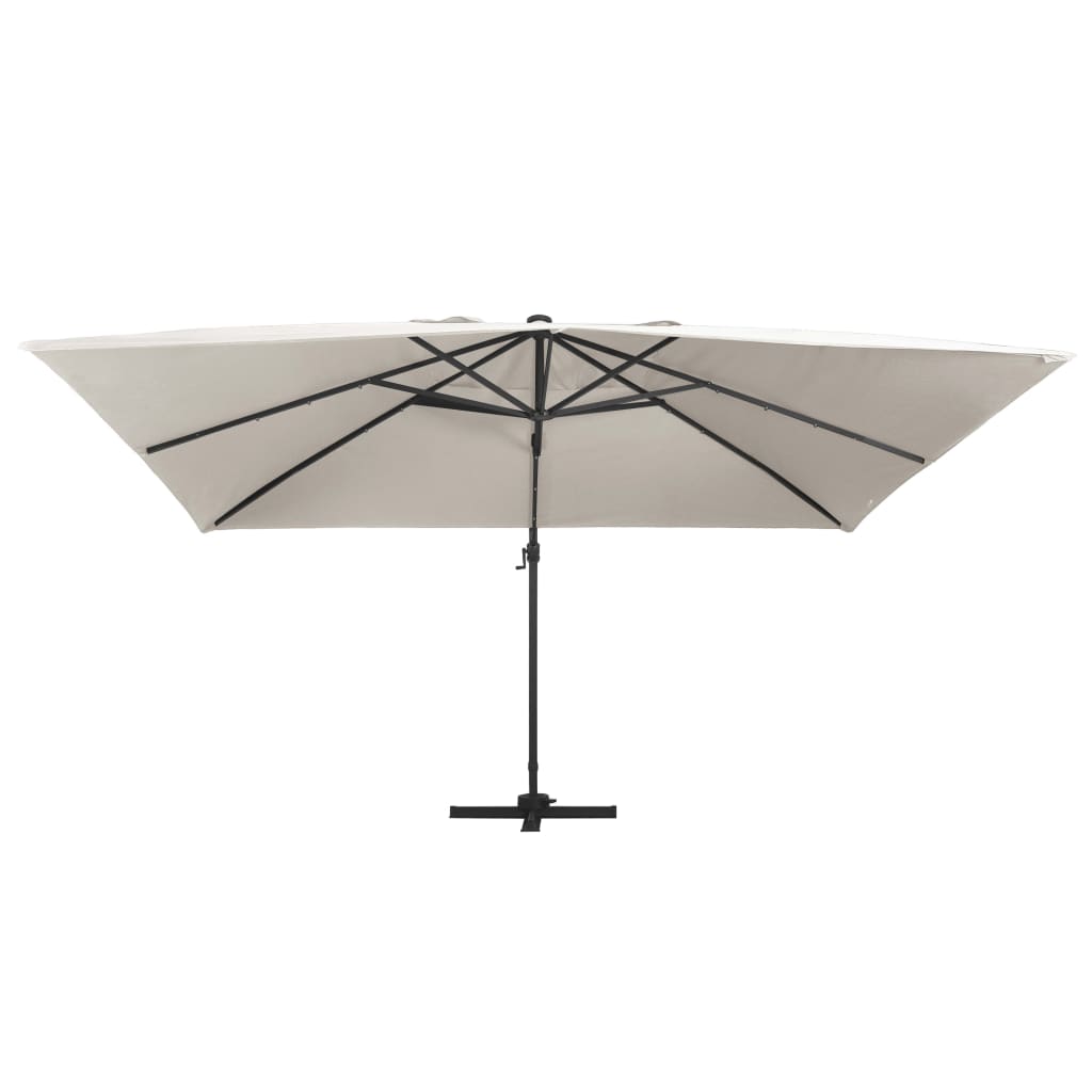 Parasol flottant Vidaxx avec LED et mât en aluminium 400x300 cm couleur sable
