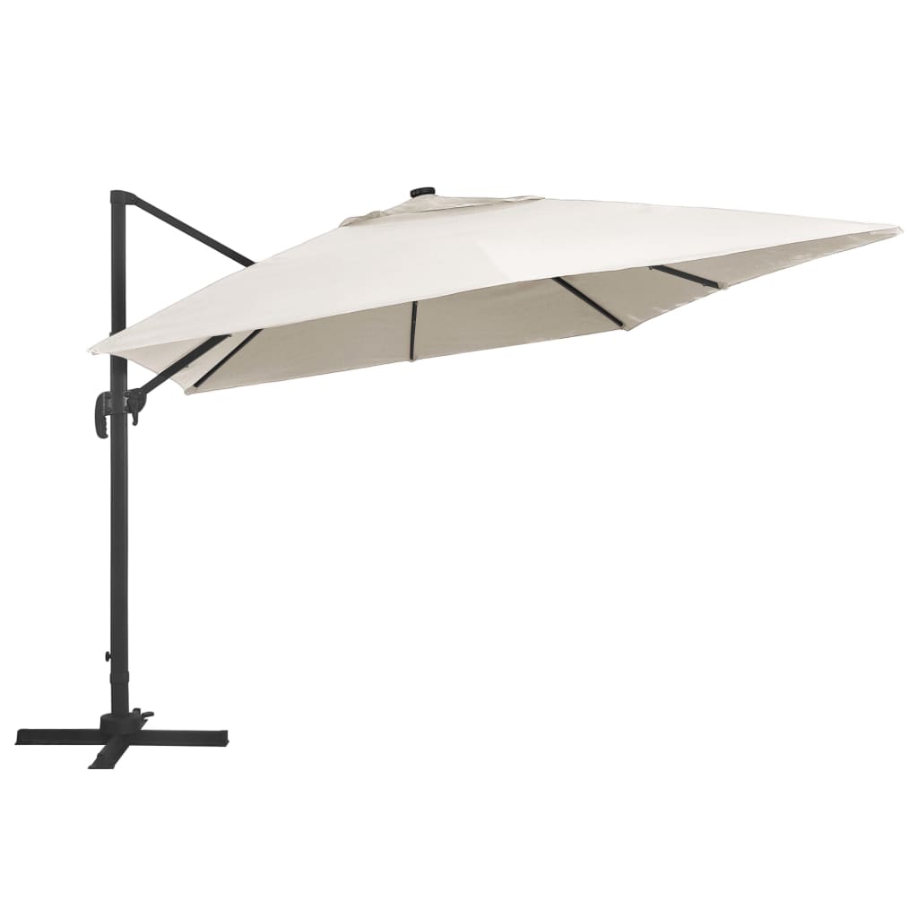 Parasol flottant Vidaxx avec LED et mât en aluminium 400x300 cm couleur sable