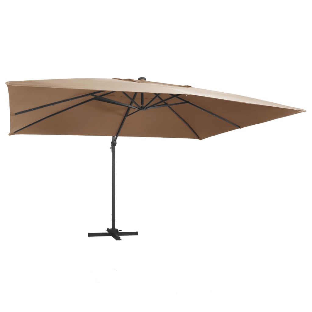 Vidaxx parasol flottant avec LED et mât en aluminium 400x300 cm taupe